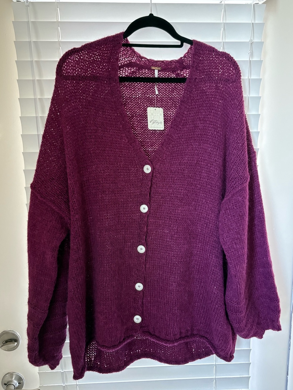 Free People Wine Cardigan // Size Large - Picture 2 of 4